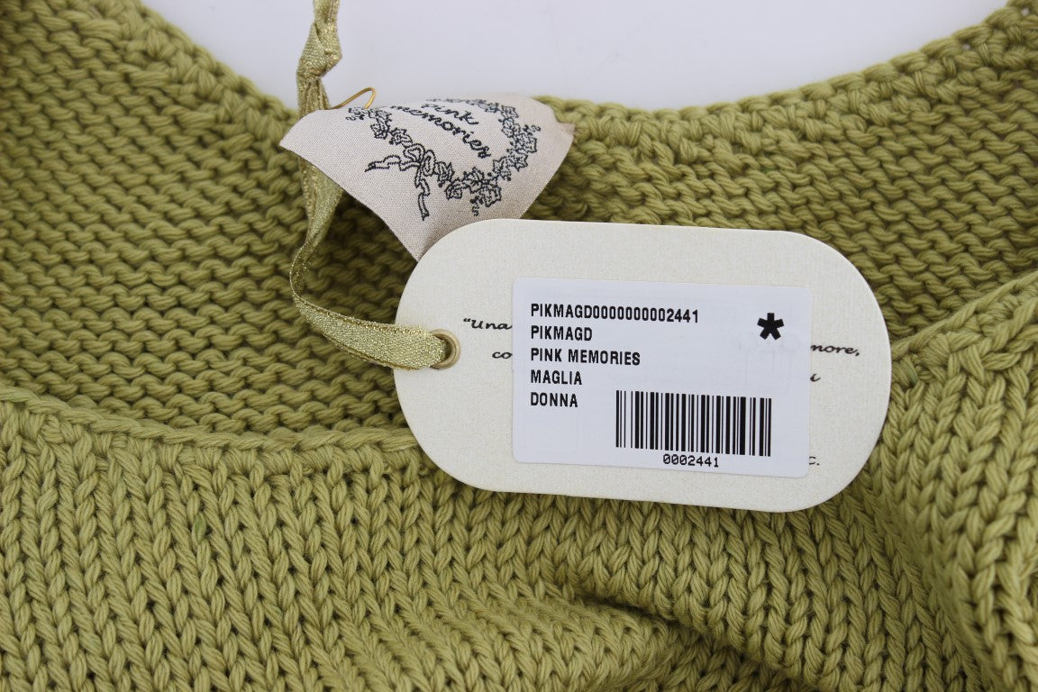 PINK MEMORIES Green Cotton Blend Knitted Sleeveless Sweater $216.00 PINK MEMORIES Luzworld