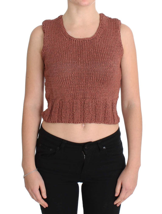 PINK MEMORIES Red Cotton Blend Knitted Sleeveless Sweater $216.00 PINK MEMORIES Luzworld