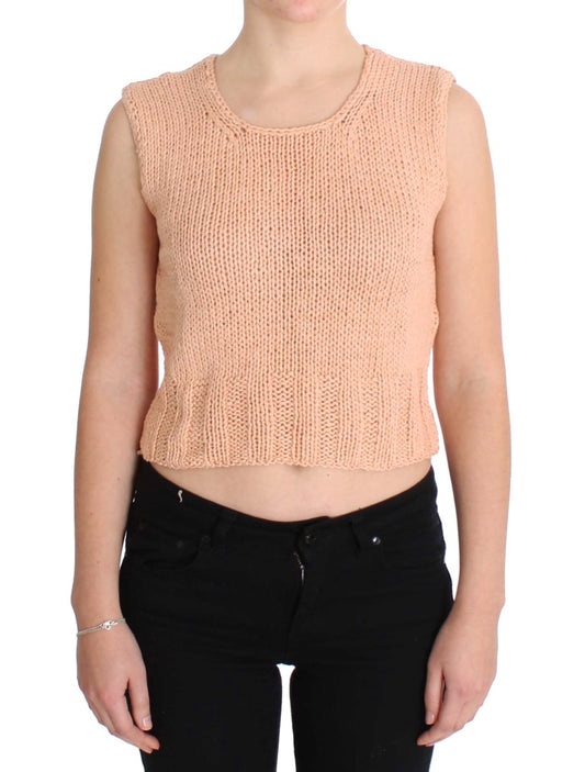 PINK MEMORIES Pink Cotton Blend Knitted Sleeveless Sweater $216.00 PINK MEMORIES Luzworld