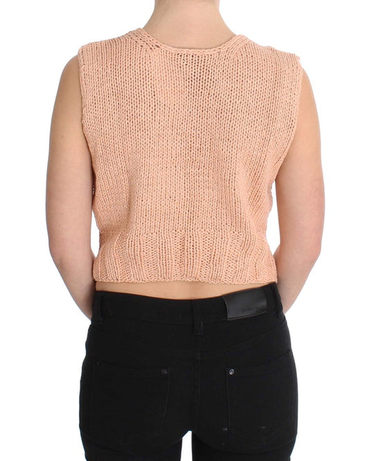 PINK MEMORIES Pink Cotton Blend Knitted Sleeveless Sweater $216.00 PINK MEMORIES Luzworld