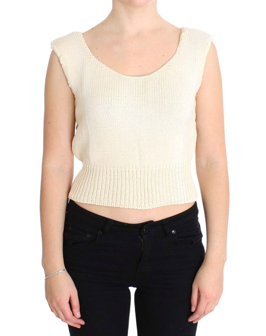 PINK MEMORIES Beige Cotton Blend Knitted Sleeveless Sweater $216.00 PINK MEMORIES Luzworld