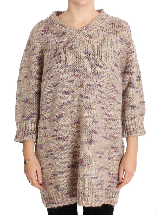 PINK MEMORIES Beige Wool Blend Knitted Oversize Sweater $620.00 PINK MEMORIES Luzworld