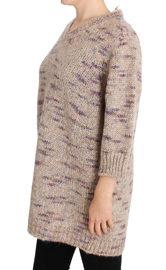 PINK MEMORIES Beige Wool Blend Knitted Oversize Sweater $620.00 PINK MEMORIES Luzworld