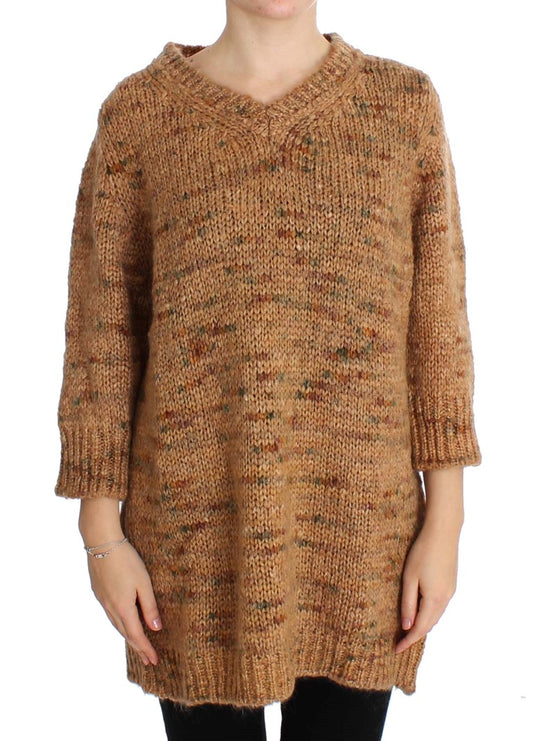 PINK MEMORIES Brown Wool Blend Knitted Oversize Sweater $620.00 PINK MEMORIES Luzworld