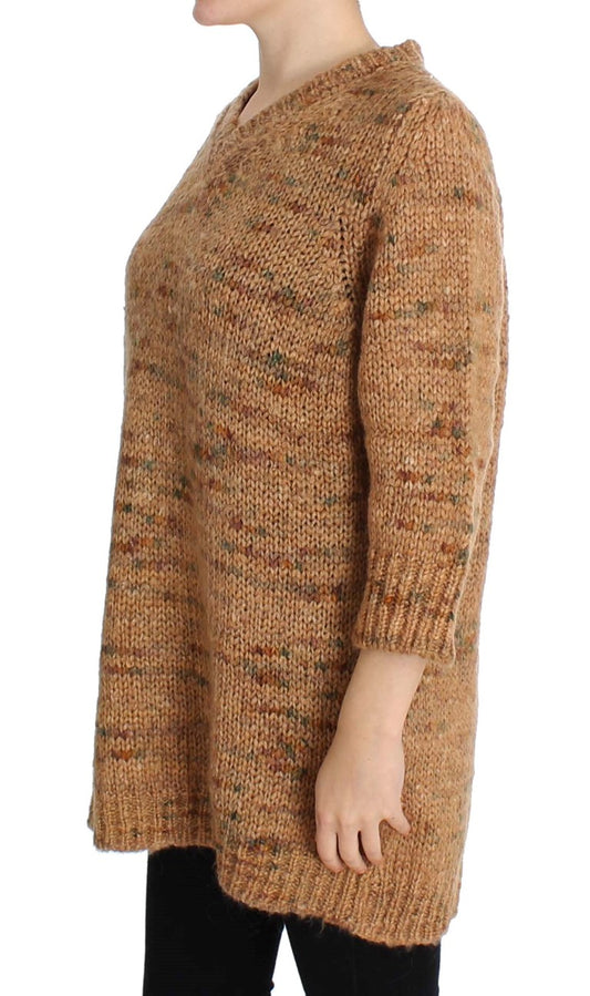 PINK MEMORIES Brown Wool Blend Knitted Oversize Sweater $620.00 PINK MEMORIES Luzworld