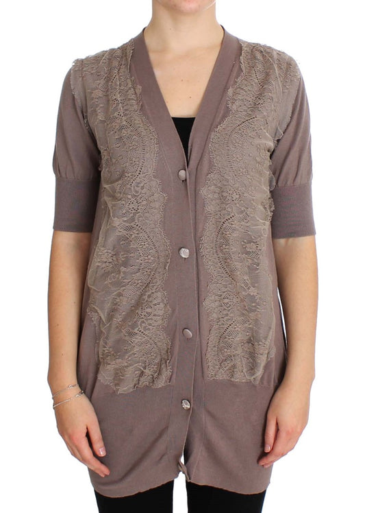 PINK MEMORIES Purple Lace Cotton Cardigan Sweater $649.00 PINK MEMORIES Luzworld