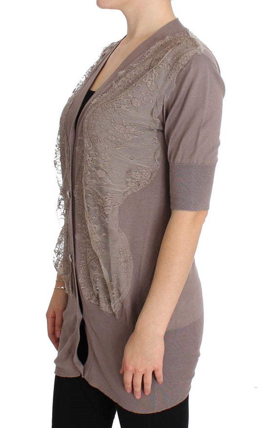 PINK MEMORIES Purple Lace Cotton Cardigan Sweater $649.00 PINK MEMORIES Luzworld