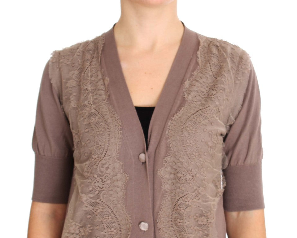 PINK MEMORIES Purple Lace Cotton Cardigan Sweater $649.00 PINK MEMORIES Luzworld