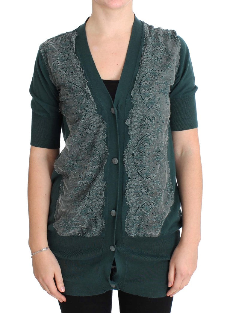 PINK MEMORIES Green Lace Cotton Cardigan Sweater $649.00 PINK MEMORIES Luzworld