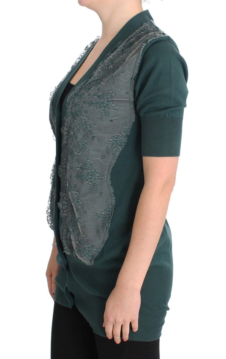 PINK MEMORIES Green Lace Cotton Cardigan Sweater $649.00 PINK MEMORIES Luzworld