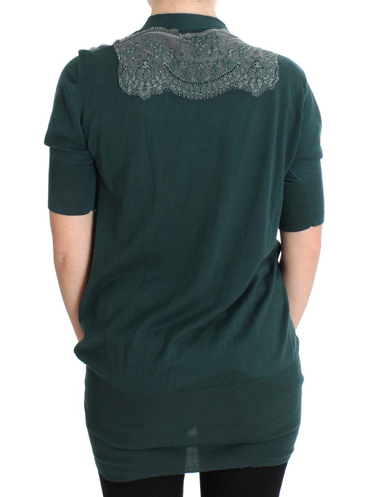 PINK MEMORIES Green Lace Cotton Cardigan Sweater $649.00 PINK MEMORIES Luzworld
