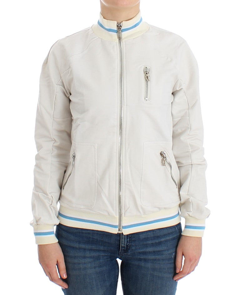 John Galliano White Mock Zip Cardigan Sweatshirt Sweater $608.00 John Galliano Luzworld