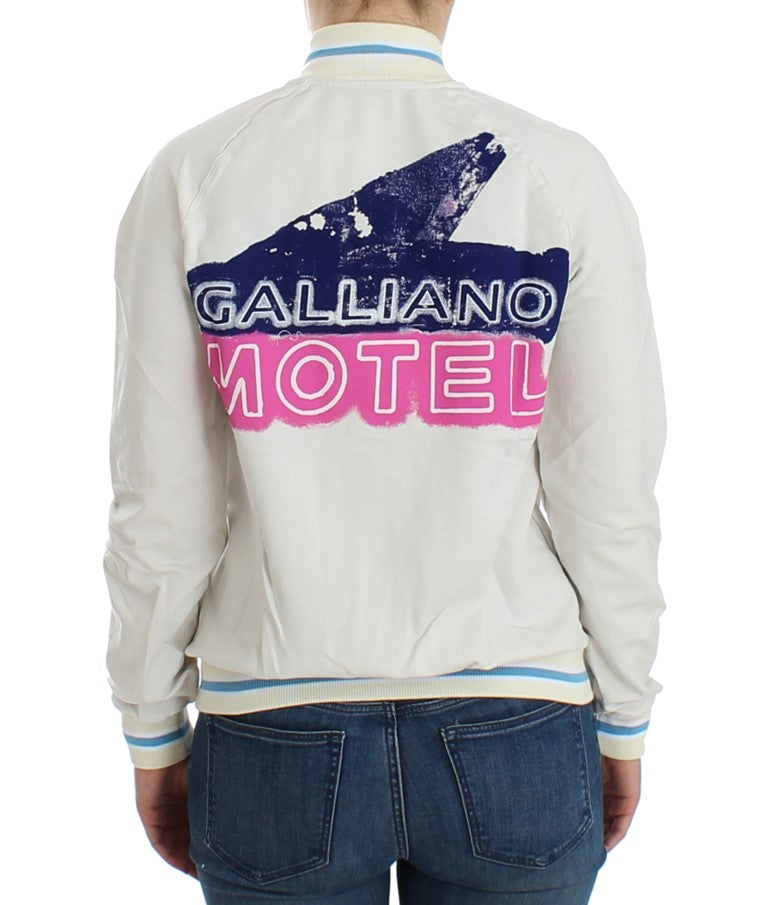 John Galliano White Mock Zip Cardigan Sweatshirt Sweater $608.00 John Galliano Luzworld