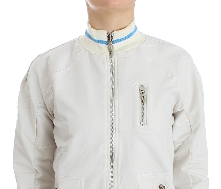 John Galliano White Mock Zip Cardigan Sweatshirt Sweater $608.00 John Galliano Luzworld