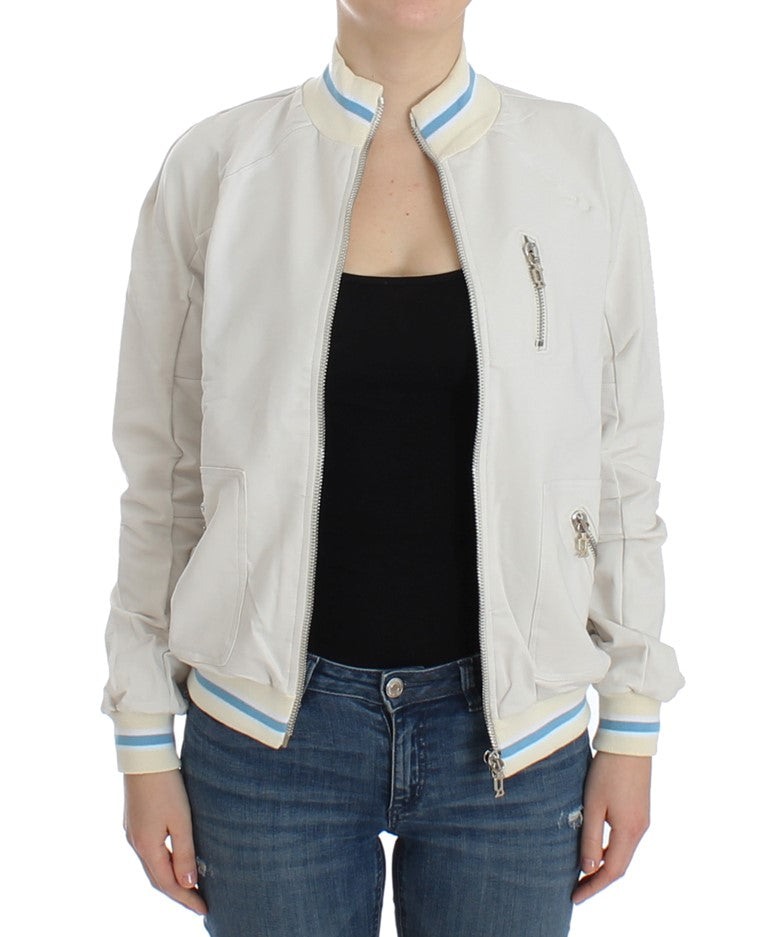 John Galliano White Mock Zip Cardigan Sweatshirt Sweater $608.00 John Galliano Luzworld