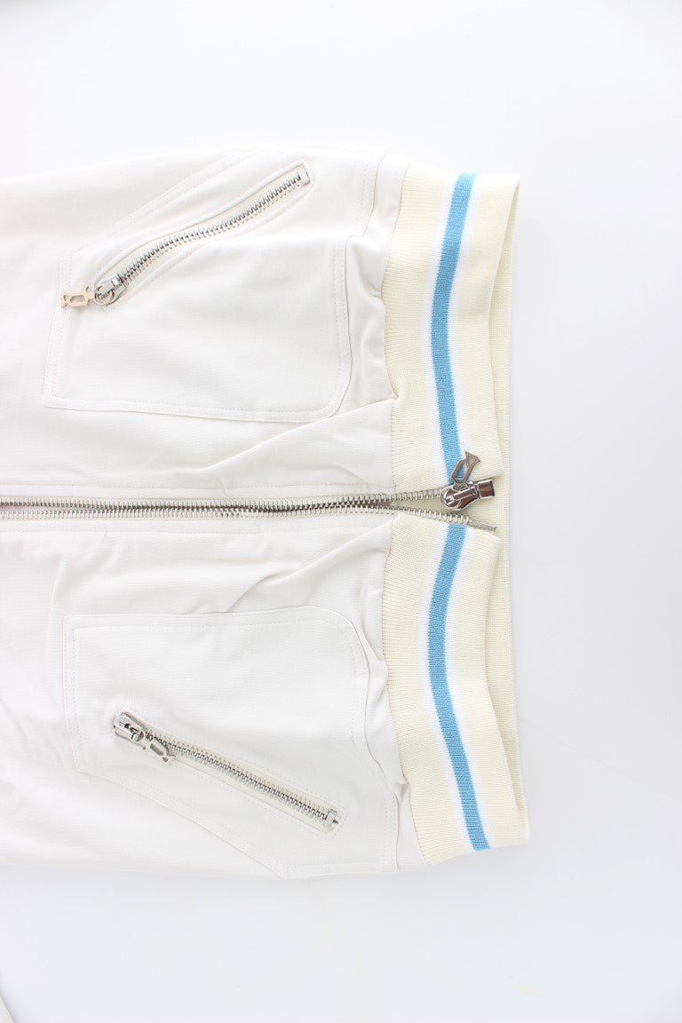 John Galliano White Mock Zip Cardigan Sweatshirt Sweater $608.00 John Galliano Luzworld