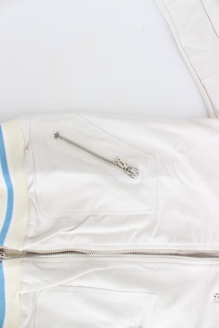 John Galliano White Mock Zip Cardigan Sweatshirt Sweater $608.00 John Galliano Luzworld