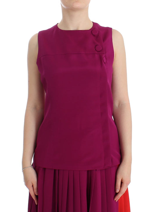 Barbara Casasola Purple Silk Sleeveless Blouse Top $956.00 Barbara Casasola Luzworld