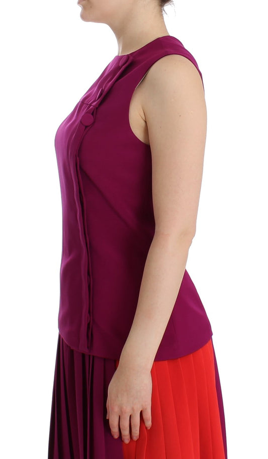 Barbara Casasola Purple Silk Sleeveless Blouse Top $956.00 Barbara Casasola Luzworld