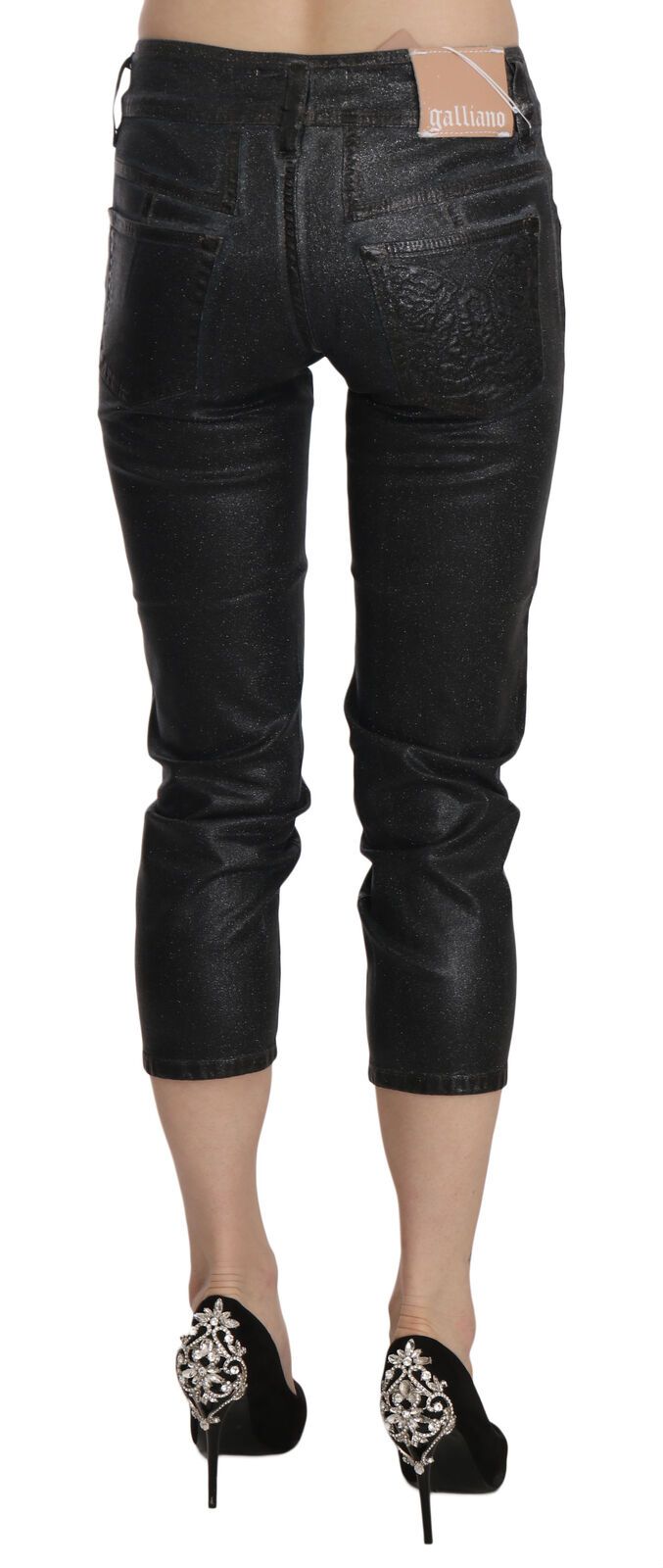 John Galliano Black Washed Mid Waist Slim Leg Cropped Denim Pants $674.00 John Galliano Luzworld