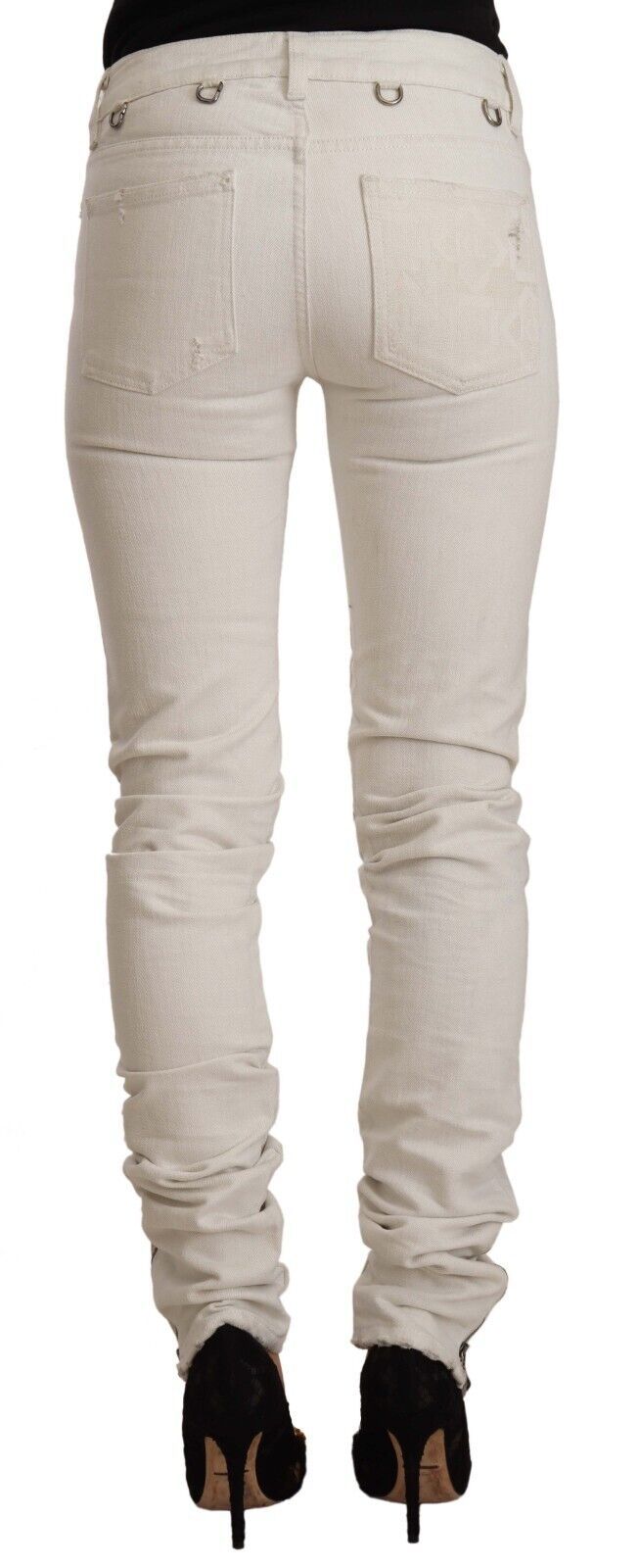 Karl Lagerfeld White Mid Waist Cotton Denim Slim Fit Jeans $620.00 Karl Lagerfeld Luzworld