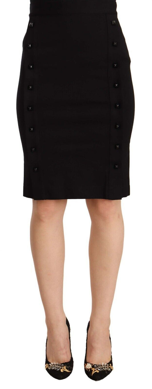 GF Ferre Black High Waist Viscose Knee Length Pencil Cut Skirt $869.00 GF Ferre Luzworld