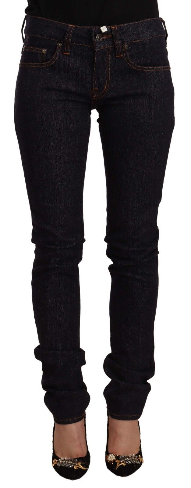 GF Ferre Black Mid Waist Cotton Denim Skinny Jeans $280.00 GF Ferre Luzworld
