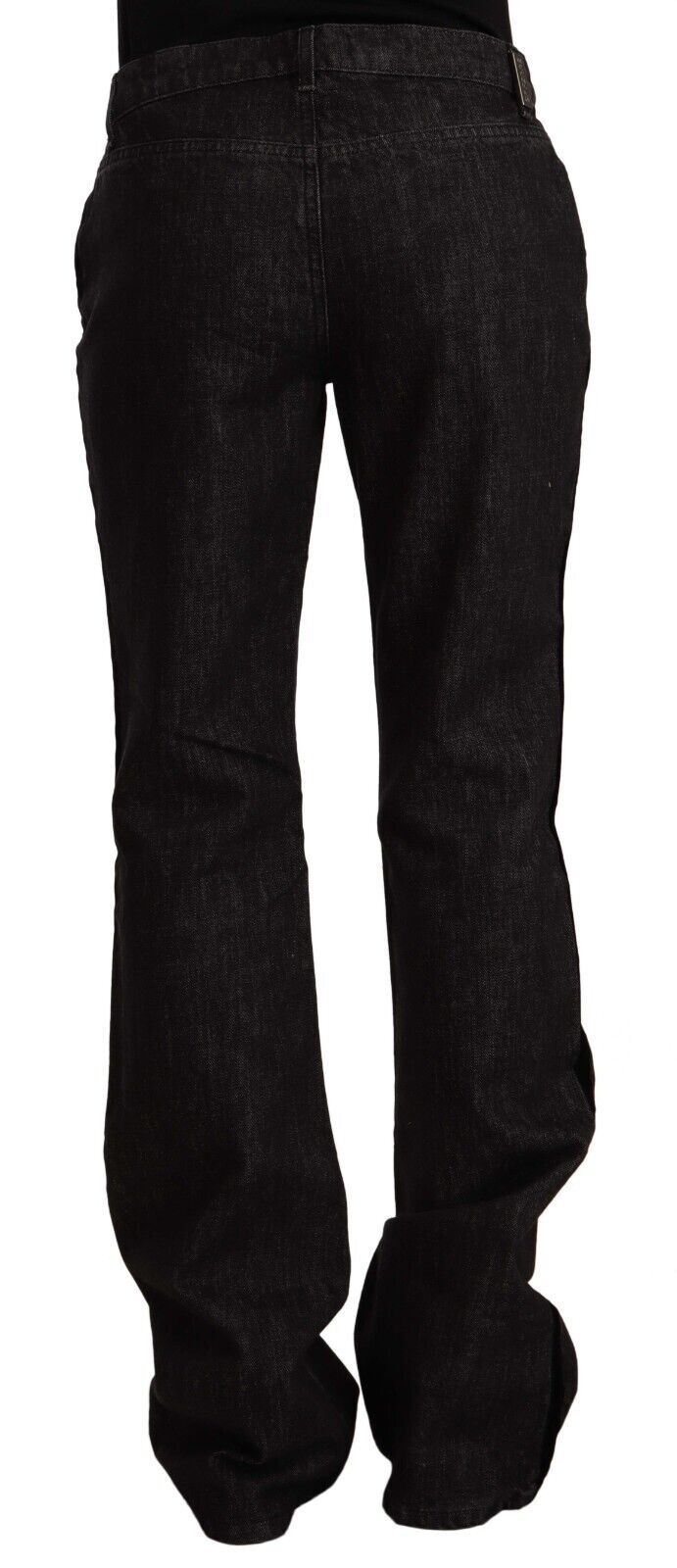 GF Ferre Black Mid Waist Cotton Denim Straight Boot Cut Jeans $611.00 GF Ferre Luzworld