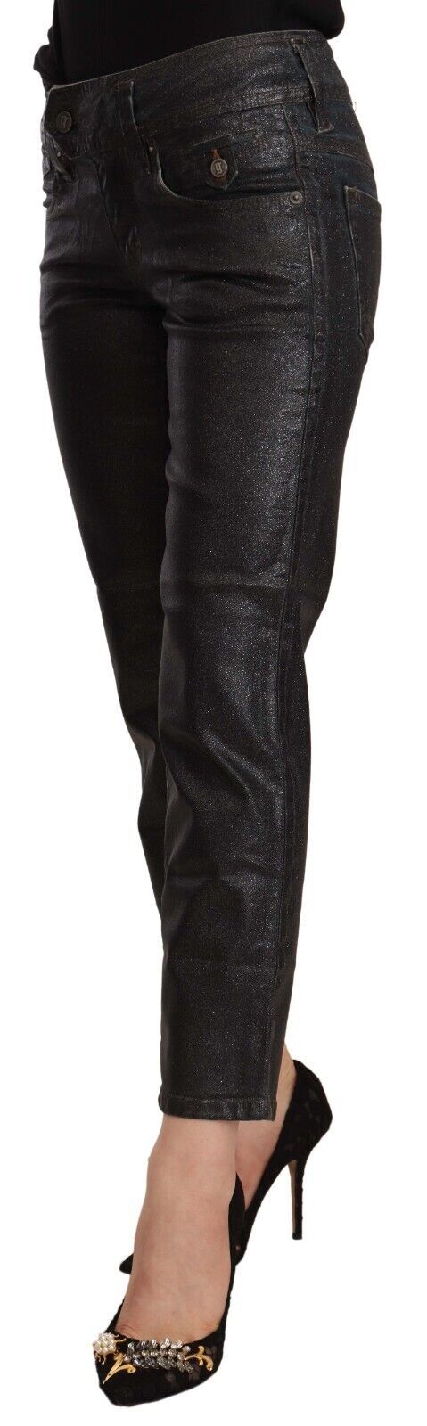 John Galliano Black Glittered Mid Waist Cotton Cropped Pants $611.00 John Galliano Luzworld