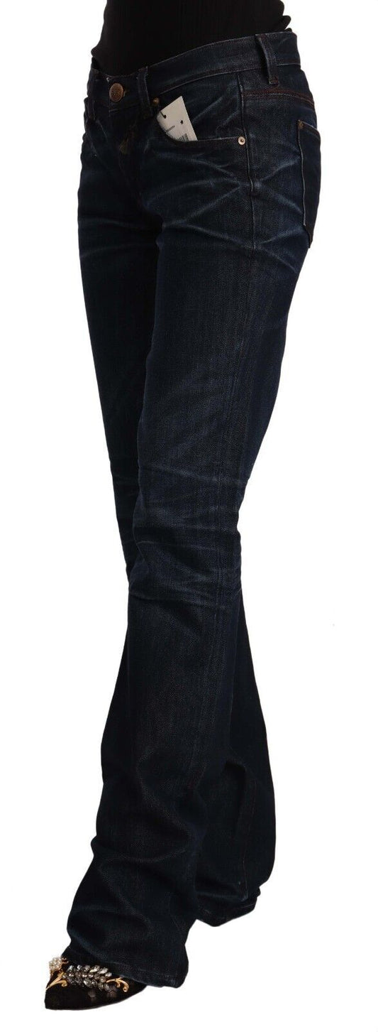 Ermanno Scervino Dark Blue Mid Waist Cotton Denim Straight Jeans $611.00 Ermanno Scervino Luzworld