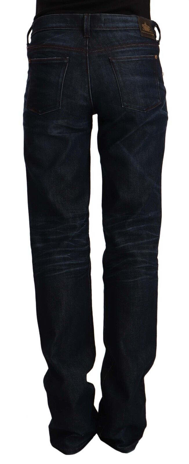 Ermanno Scervino Dark Blue Mid Waist Cotton Denim Straight Jeans $611.00 Ermanno Scervino Luzworld