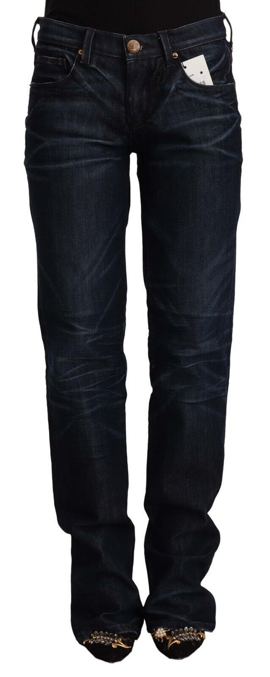 Ermanno Scervino Dark Blue Mid Waist Cotton Denim Straight Jeans $611.00 Ermanno Scervino Luzworld