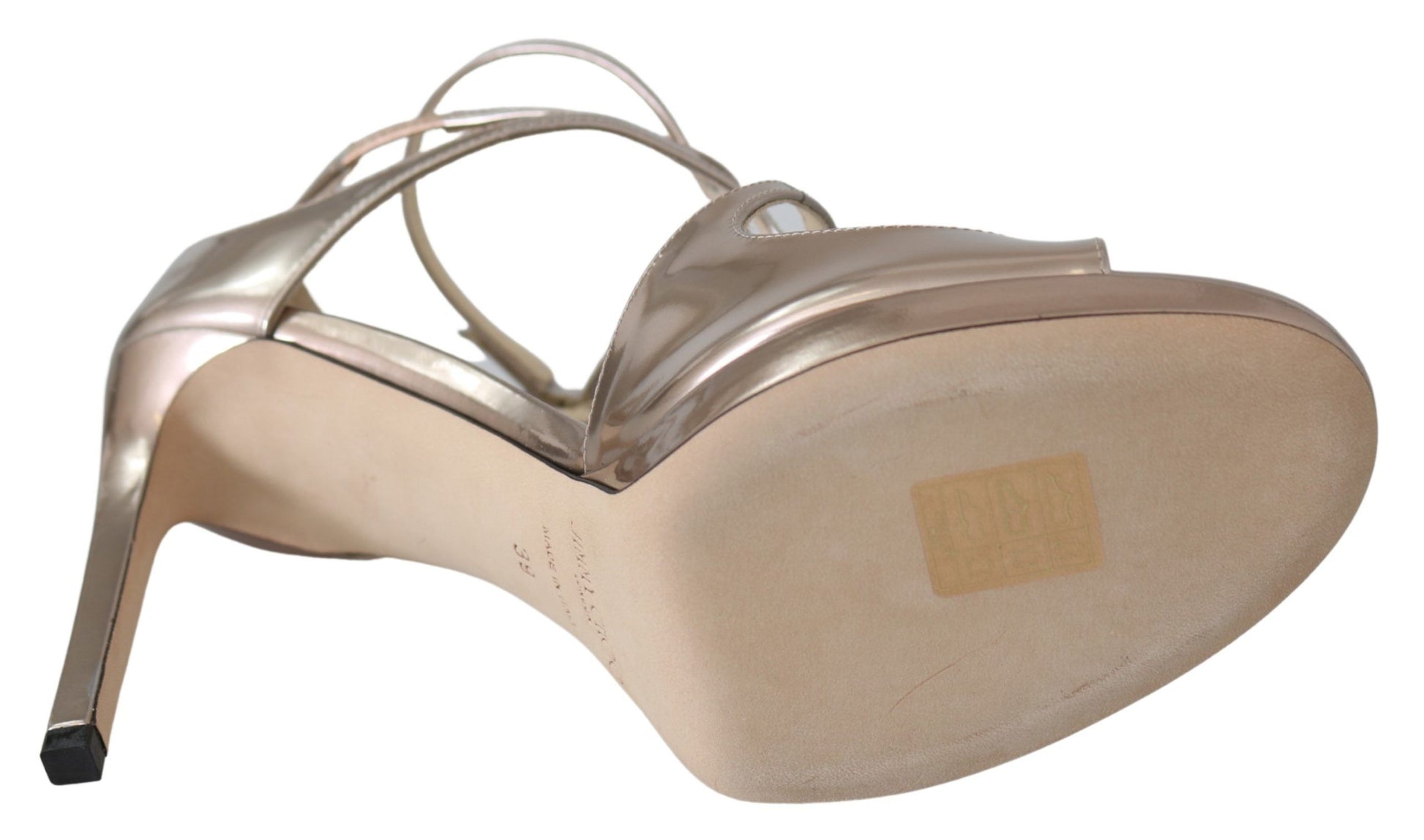 Jimmy Choo Ballet Pink Liquid Mirror Leather Sandals $1608.00 Jimmy Choo Luzworld