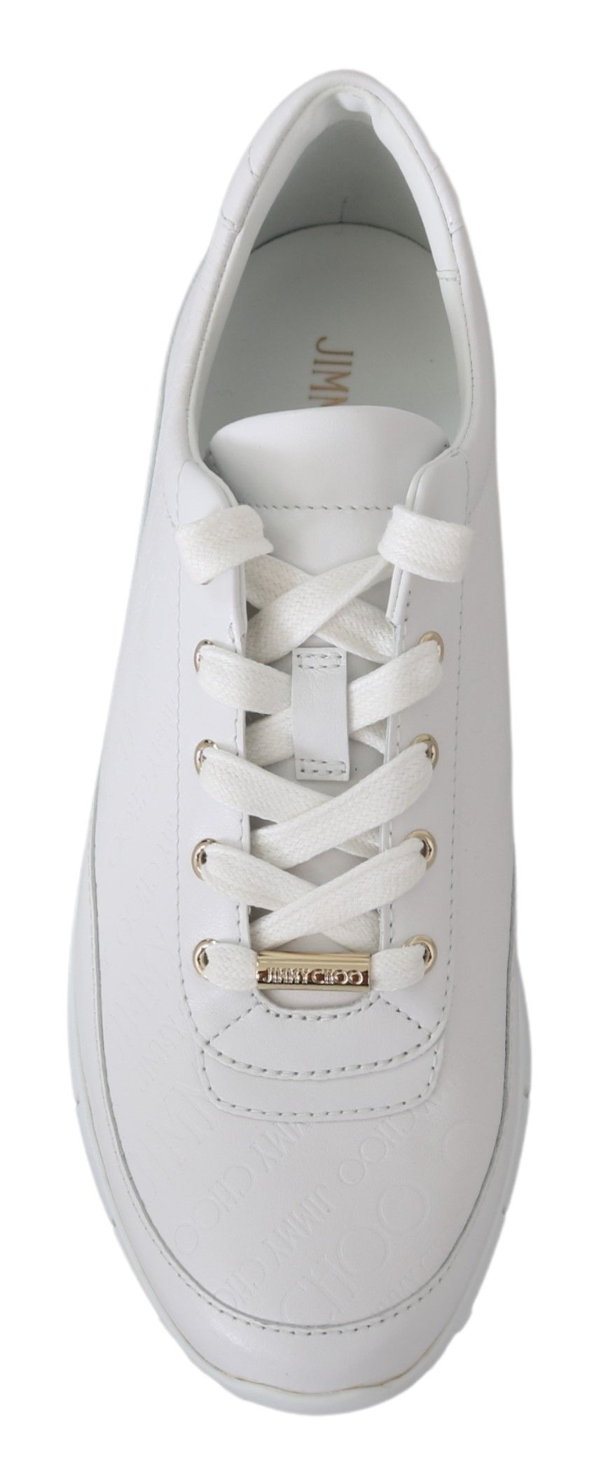 Jimmy Choo Elegant White Leather Sneakers $945.00 Jimmy Choo Luzworld