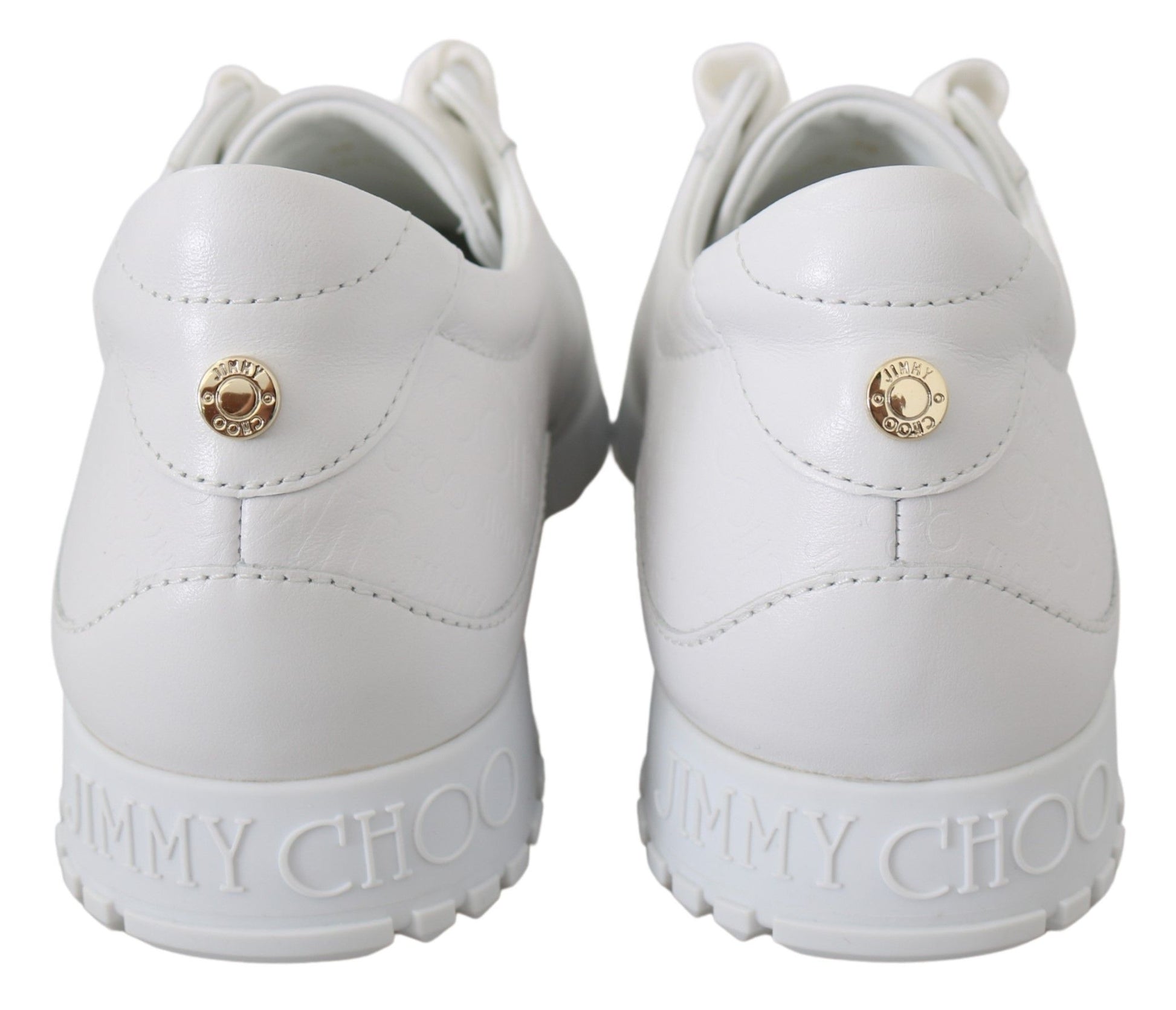 Jimmy Choo Elegant White Leather Sneakers $945.00 Jimmy Choo Luzworld