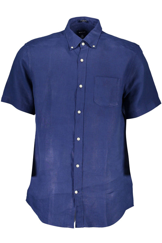 Gant Elegant Blue Linen Button-Down Shirt $215.00 Gant Luzworld