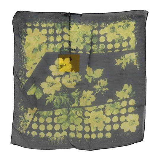 GF Ferre Black Yellow Floral Wrap Shawl Foulard Scarf $260.00 GF Ferre Luzworld
