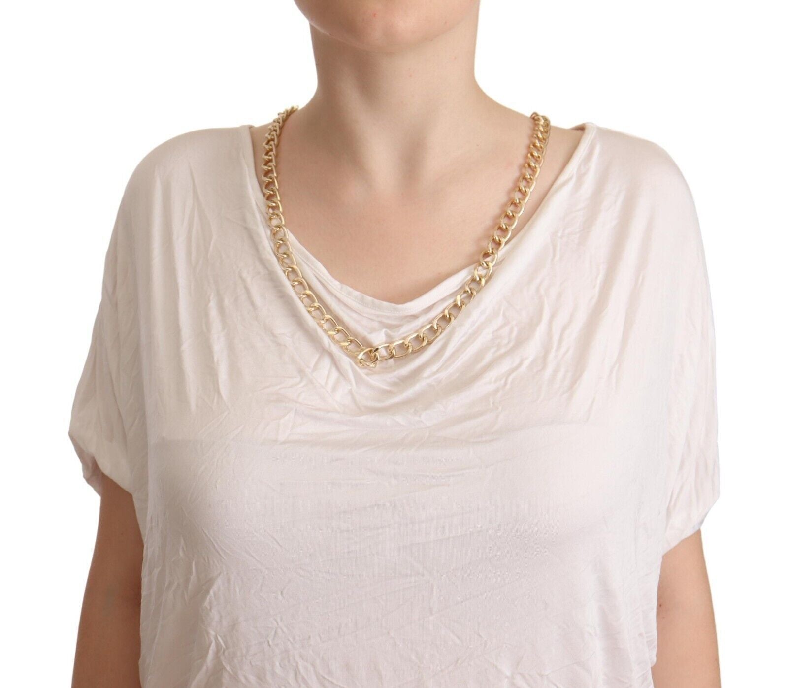 Guess By Marciano White Short Sleeves Gold Chain T-shirt Top $231.00 Guess By Marciano Luzworld