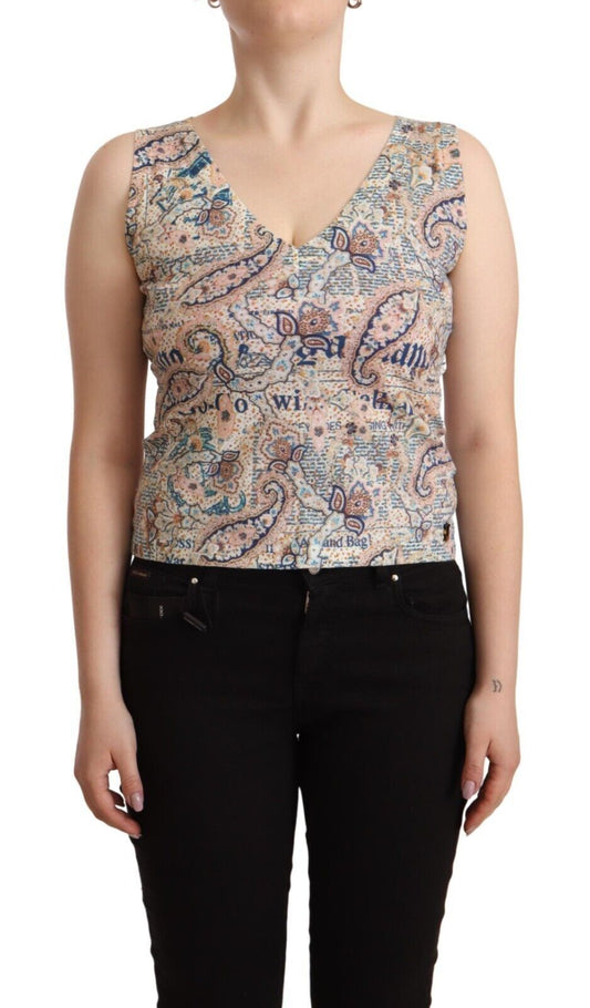 John Galliano Multicolor Cotton Sleeveless V-neck Tank Top $280.00 John Galliano Luzworld