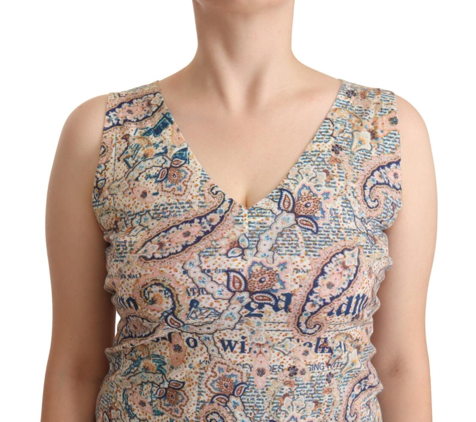 John Galliano Multicolor Cotton Sleeveless V-neck Tank Top $280.00 John Galliano Luzworld