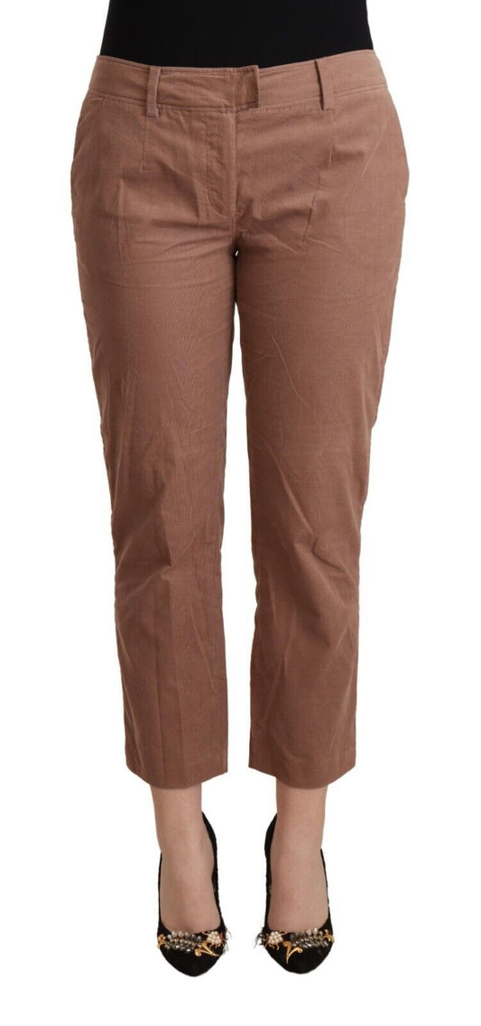 Costume National Brown Cotton Tapered Cropped Pants $826.00 Costume National Luzworld