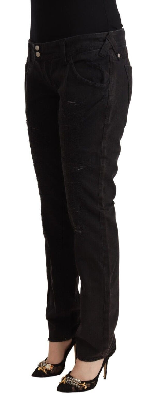 CYCLE Black Cotton Distressed Low Waist Slim Fit Denim Jeans $547.00 CYCLE Luzworld