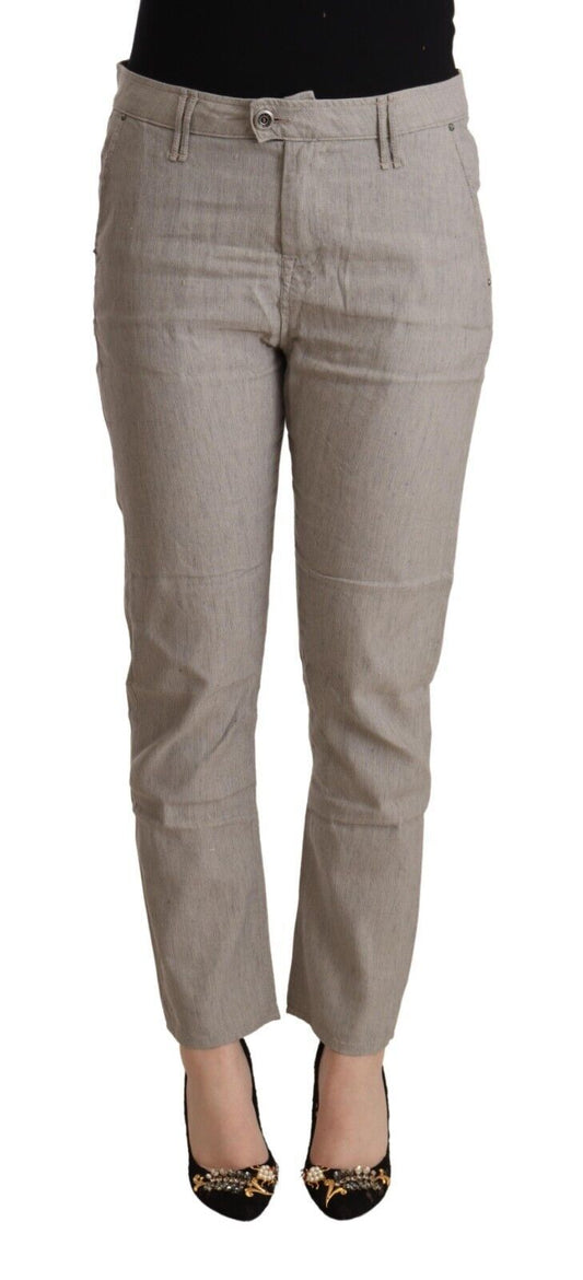 CYCLE Light Gray Linen Blend Mid Waist Tapered Pants $674.00 CYCLE Luzworld