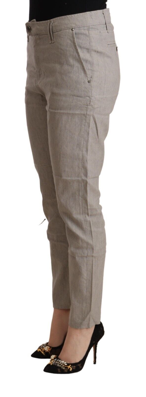 CYCLE Light Gray Linen Blend Mid Waist Tapered Pants $674.00 CYCLE Luzworld