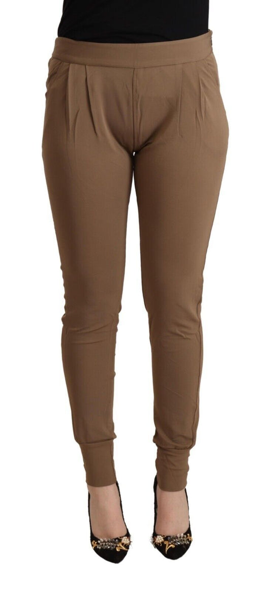 Scervino Street Brown Viscose Mid Waist Slim Tapered Pants $737.00 Scervino Street Luzworld