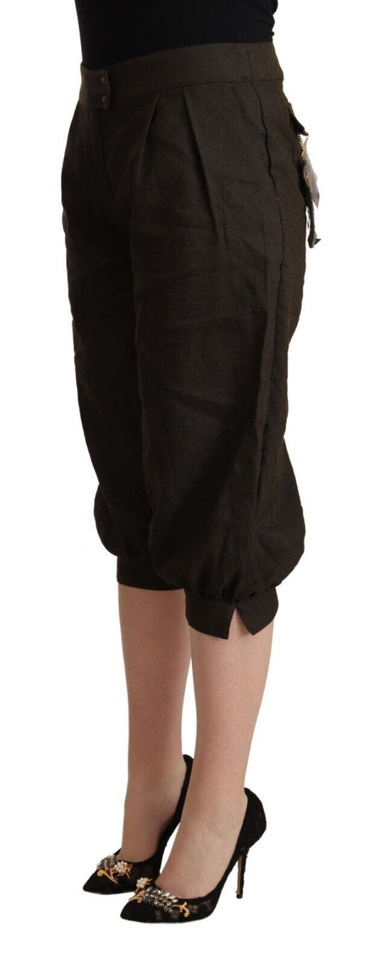 GF Ferre Brown Viscose Cropped Harem Pants $547.00 GF Ferre Luzworld