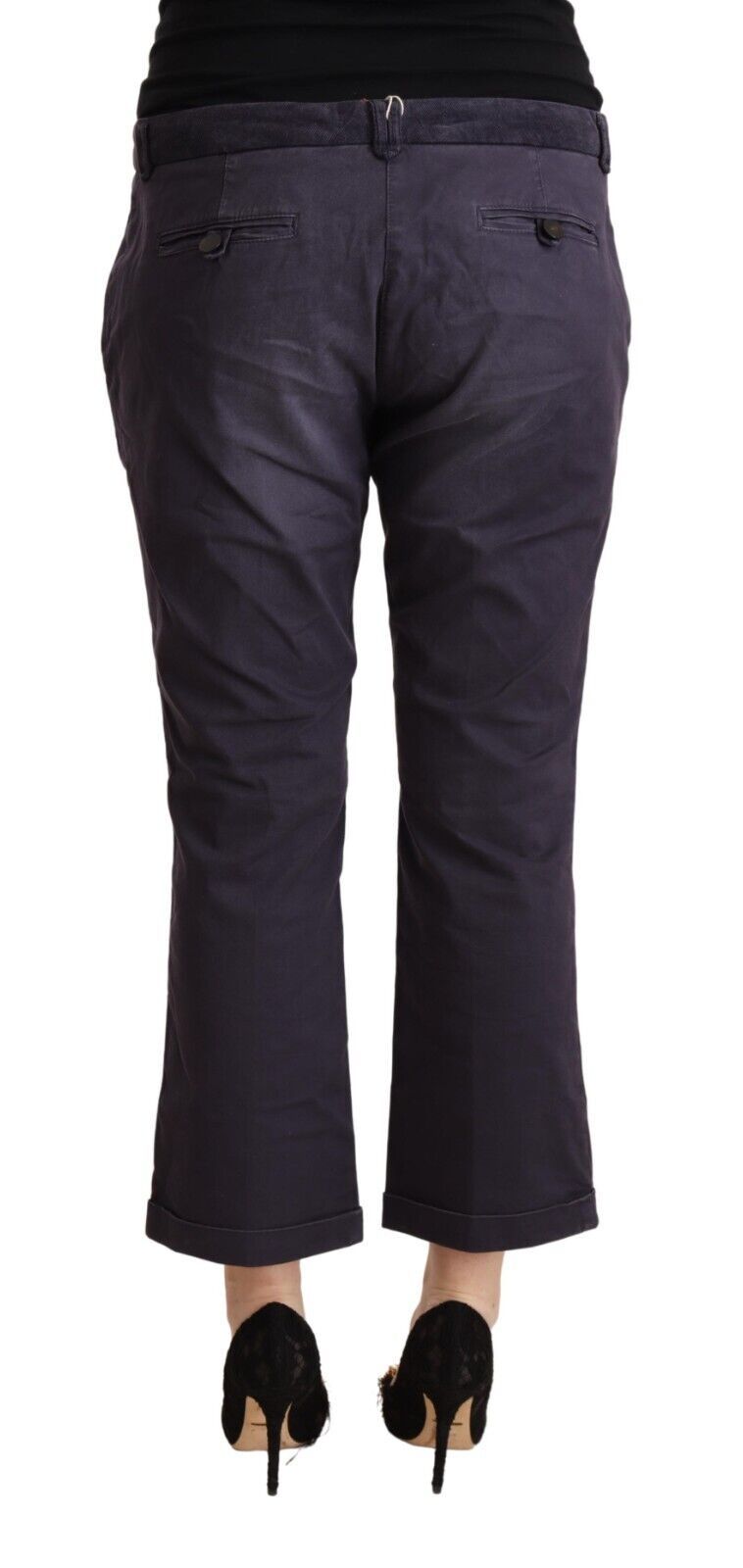 Jucca Black Low Waist Folded Hem Flared Cropped Pants $700.00 Jucca Luzworld