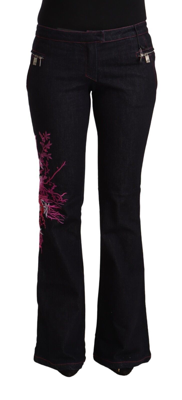 Exte Black Cotton Stretch Mid Waist Cotton Flared Denim Jeans $611.00 Exte Luzworld