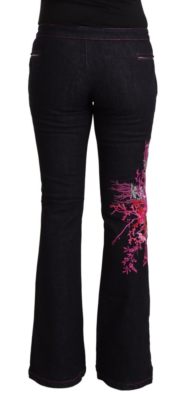 Exte Black Cotton Stretch Mid Waist Cotton Flared Denim Jeans $611.00 Exte Luzworld