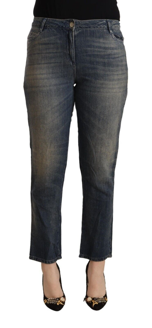 Twinset Blue Washed Cotton Cropped Capri Women Denim Jeans $611.00 Twinset Luzworld